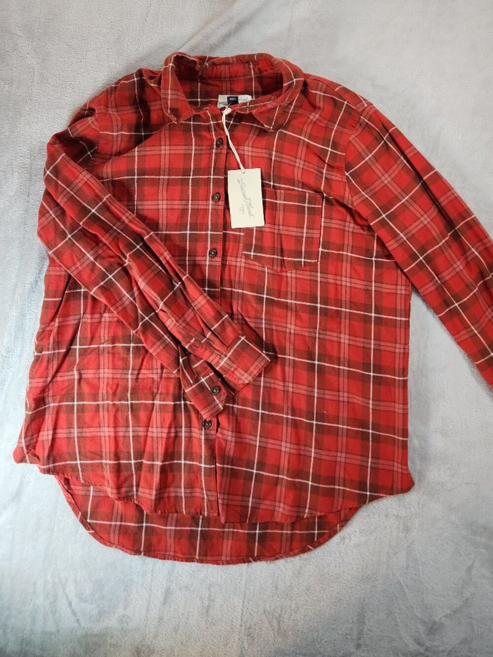 Red Plaid Flannel Women's Shirt Small Universal Thread